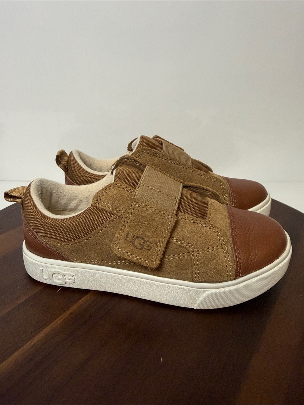 UGG Toddler Sneakers Size 11 Brown Suede Leather Hook & Loop Shoes